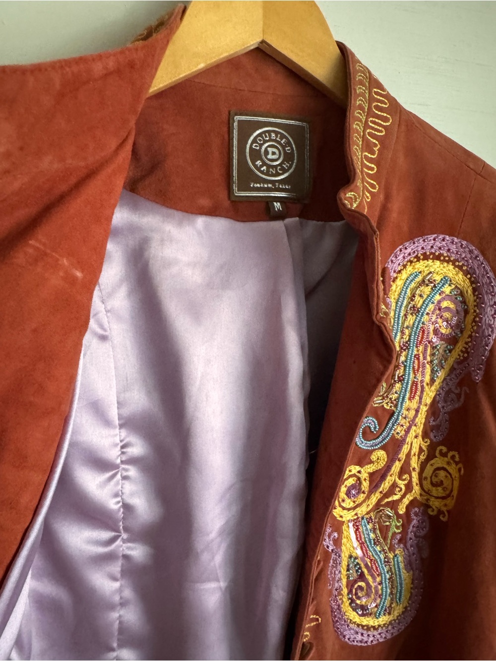 Double D Ranch Rust Suede Jacket with Multicolor Embroidery - Picture 6 of 9